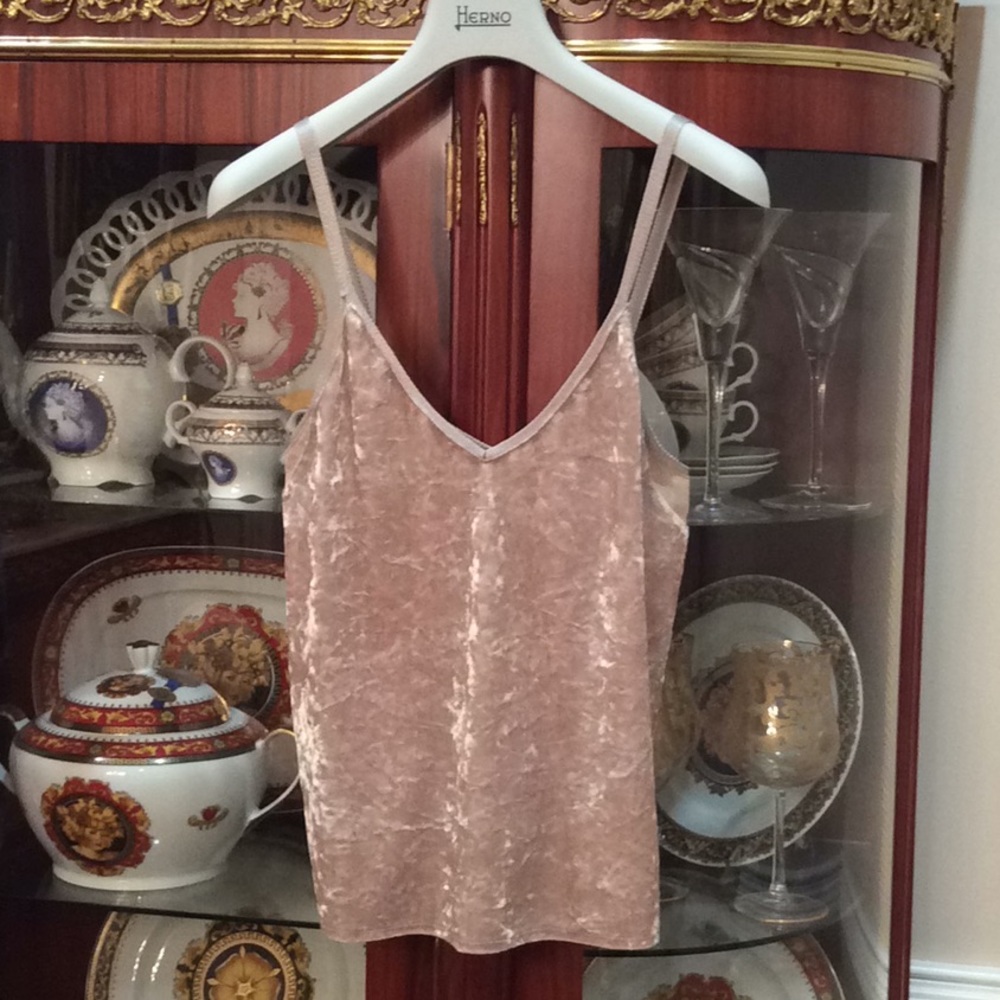 Zara Crushed Velvet Mesh Cami top Camisole sz.S